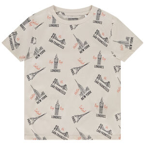 Camiseta de manga corta con estampado de letras para niño 