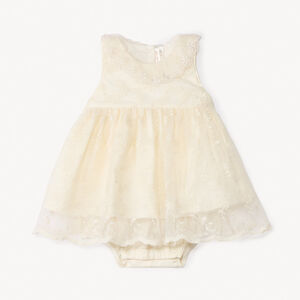 Combinaison corta 2-en-1 de tul bordado para niña bebé 