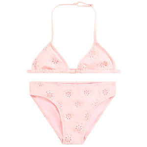 Maillot de baño 2 piezas triángulo en bordado inglés para niña 