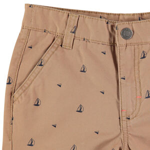 Bermudas de tela con estampado de barcos all-over 