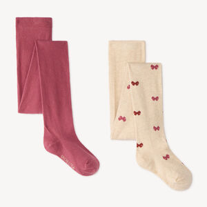 Collants épais fille à motifs nœuds en lot de 2 