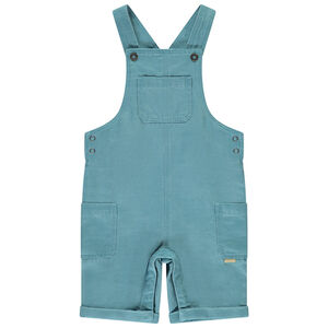 Salopette corta de tela slub lisa para bebé niño 