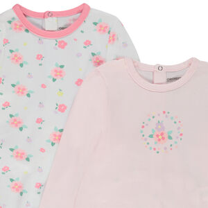 Pack de 4 peleles de jersey con estampado floral niña bebé 