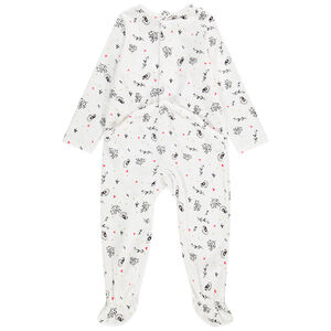 Pelele de terciopelo con estampado de pájaros y corazones para bebé niña  Main Pelele de terciopelo con estampado de pájaros y corazones para bebé niña