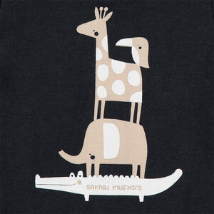 Conjunto con camiseta con estampado de animales y pantalón corto de rayas 