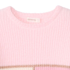 Jersey de manga larga de punto con efecto peluche tricolor para niña 