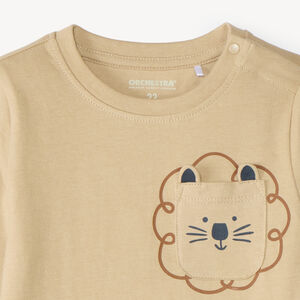 Camiseta de manga larga para bebé niño con bolsillo divertido 