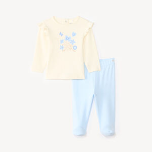 Conjunto de pijama de 2 piezas camiseta + pantalón con estampado de flores para niña (terminaciones diferentes según la edad) 