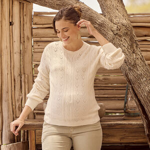 Suéter de punto con mangas abullonadas para mujer 