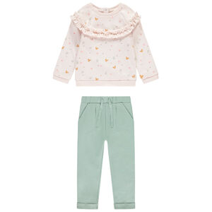 Conjunto de jogging de felpa con sudadera con volante para bebé niña 