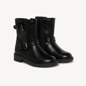 Bottines zippées à boucles en simili cuir pour fille 