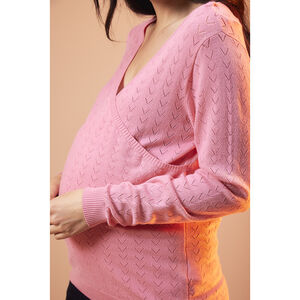 Jersey de maternidad y lactancia efecto cruzado en punto calado 