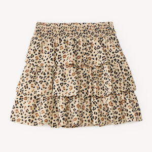 Falda de niña con volantes estampada de leopardo 