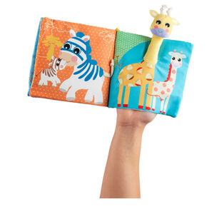 Libro de actividades de tela con marioneta de jirafa para bebé 3-24 meses 