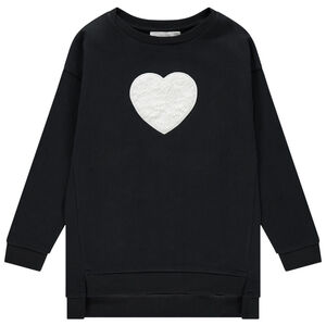 Sweat long en molleton avec coeur en sherpa Main Sweat long en molleton avec coeur en sherpa