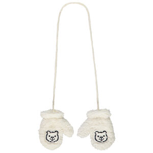 Manoplas de sherpa con bordado de osito para bebé niño 