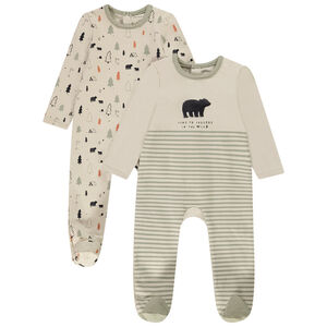 Lote de 2 peleles de oso marrón para bebé niño con aperturas diferentes según la edad 