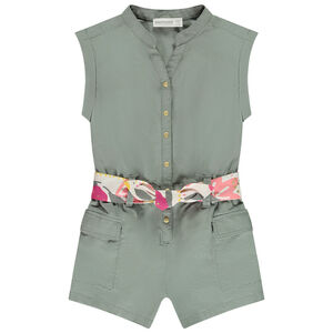 Conjunto de combishort con cinturón impreso para niña 