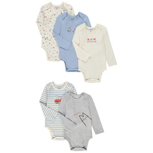 Pack de 5 bodies de algodón con estampado de pequeño gatito para bebé niño Main Pack de 5 bodies de algodón con estampado de pequeño gatito para bebé niño