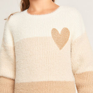 Vestido de punto con efecto colorblock peluche para niña 