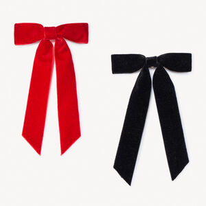 Lot de 2 barrettes nœuds en velours pour fille  Main Lot de 2 barrettes nœuds en velours pour fille