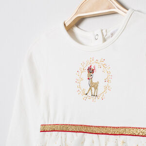 Vestido de fiesta manga larga con tul estrellado  