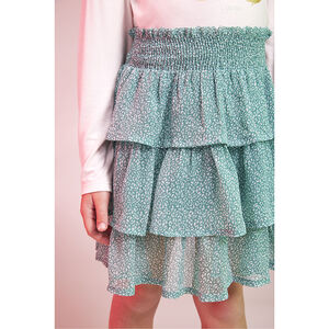 Jupe courte volontée en crépon imprimé pour fille 