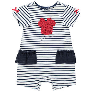 Pelele corto de rayas con motivo floral Minnie Disney  Main Pelele corto de rayas con motivo floral Minnie Disney