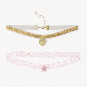 Lot de 2 colliers choker fantaisie pour fille   Main Lot de 2 colliers choker fantaisie pour fille