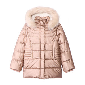 Chaqueta de abrigo metálica con capucha desmontable para niña  Main Chaqueta de abrigo metálica con capucha desmontable para niña