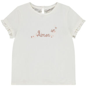 Camiseta de manga corta con bordado dorado para niña  Main Camiseta de manga corta con bordado dorado para niña