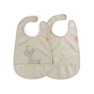 Lot de 2 bavoirs avec attache en velcro - Sable 