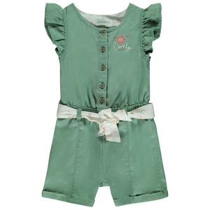 Combishort liso con cinturón estampado para bebé niña 