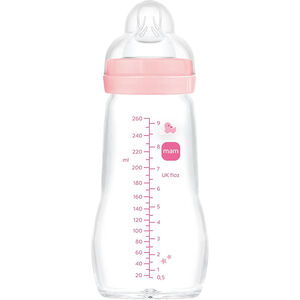 Biberón de cristal Feel good 260ml (diseño aleatorio) - Rosa 