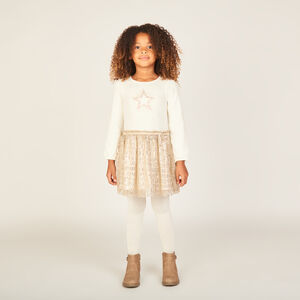 Robe de fête manches longues scintillante effet 2 en 1 pour fille  Main Robe de fête manches longues scintillante effet 2 en 1 pour fille