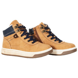 Botines camel con cordones y cremallera para niño 