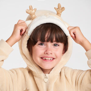Surpyjama fille en sherpa à capuche cervidé 