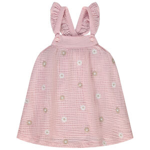 Tunique sans manches en double gaze broderies fleurs pour bébé fille 