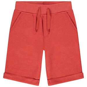 Bermudas de felpa roja para niño 