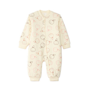 Surpyjama en double jersey matelassé imprimé pommes à manches amovibles 