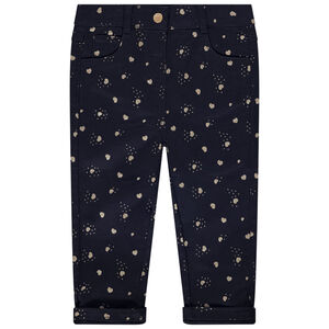 Pantalón slim estampado corazones dorados para bebé niña 