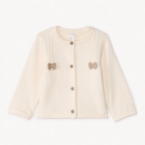 Cárdigan de punto con trenzas y lazos para niña bebé 