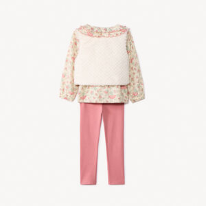 Conjunto de 3 piezas con túnica floral para bebé niña 