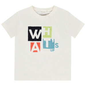 Camiseta de manga corta bordada efecto mosaico para niño 