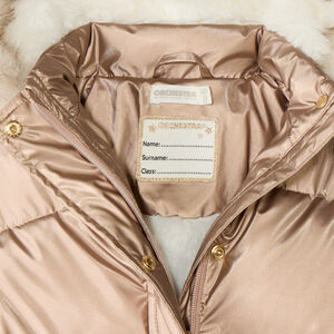 Chaleco de invierno para niña forrado de sherpa con capucha. 