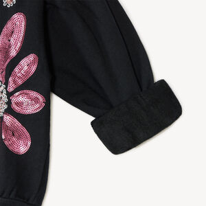Sweat fille en molleton gratté à fleurs en sequins 