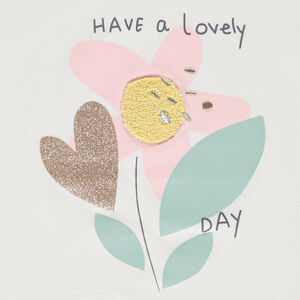 Camiseta de manga corta con bordado de bouclette para niña 