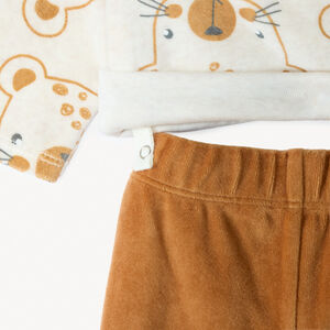 Conjunto de pijama largo de terciopelo estampado para bebé niño con acabados diferentes según la edad 