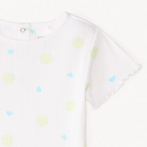 Camiseta de manga corta de punto acanalado con estampado fantásico niña bebé. 