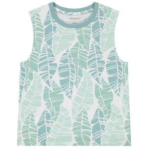 Camiseta sin mangas de punto con estampado de hojas para niño 